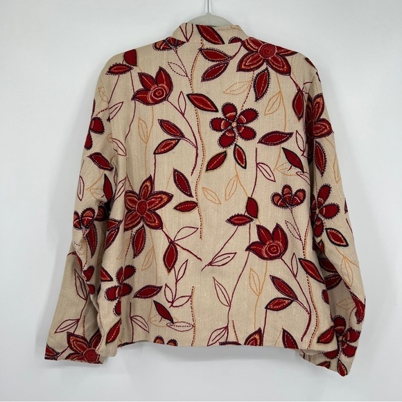 Coldwater Creek Floral Embroidered Collared Long Sleeves Buttondown Jacket - Picture 4 of 10